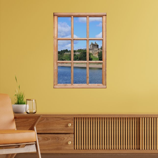 Castle by the Sea View from a Window Poster (Living Room 2)