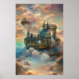 Castle, Cartoon Castle, Castle In Sky, Mediaeval Poster