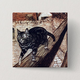 Castle Cat Rackham Illustration 15 Cm Square Badge
