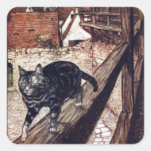 Castle Cat Rackham Illustration Square Sticker