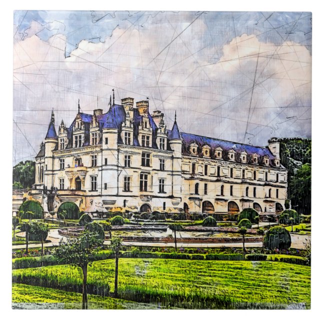 Castle Chenonceau. France. Tile (Front)