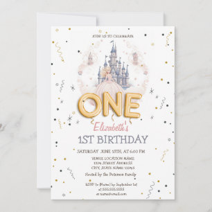 Castle Clouds Princess Fairytale 1st Birthday Invitation