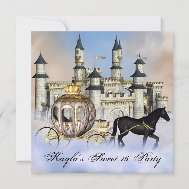 Castle Clouds Princess Fairytale Sweet 16 Party Invitation (Front)