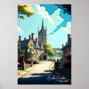 Castle Combe England Vintage Travel Illustration Poster