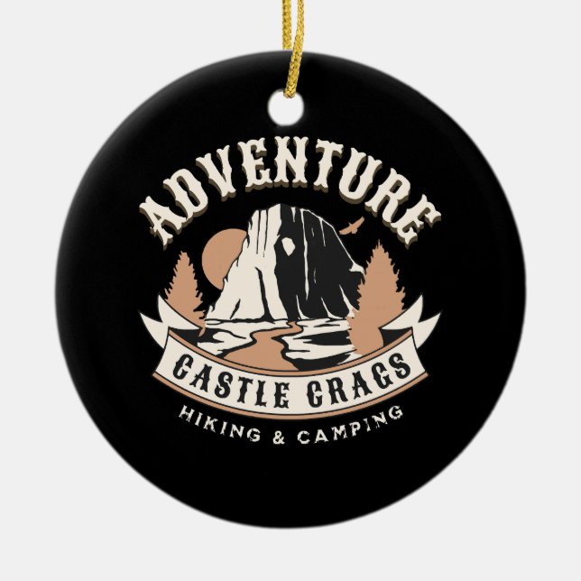 Castle Crags State Park California Ceramic Tree Decoration (Front)