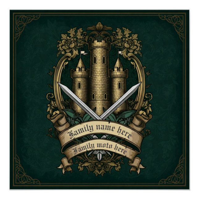 “Castle Crest of Honor” Customisable Medieval Post Poster (Front)
