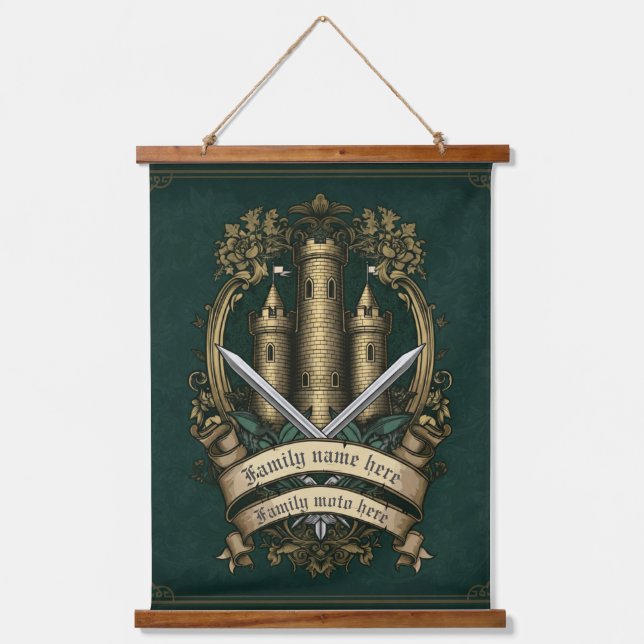 “Castle Crest of Honor” Customizable Hanging Tapestry (Front)
