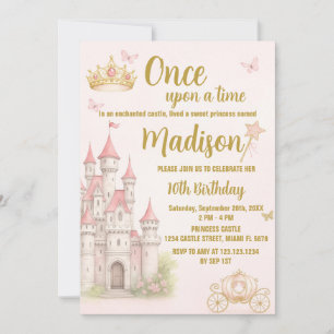 Castle & Crown Princess Birthday Invitation