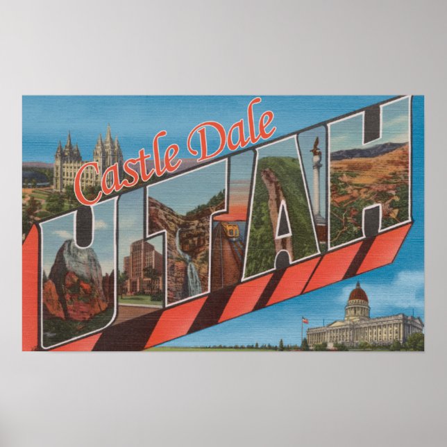 Castle Dale, Utah - Large Letter Scenes Poster (Front)