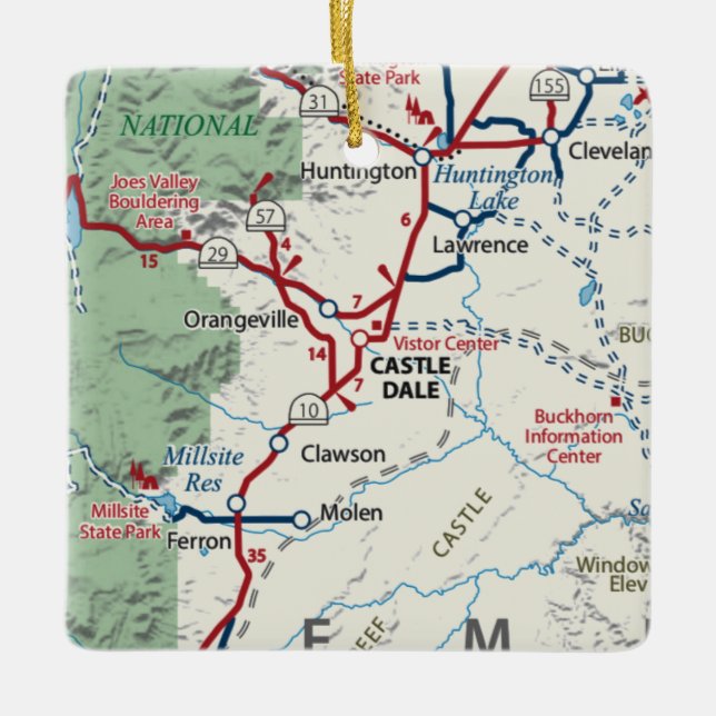 Castle Dale Utah Map Ceramic Ornament (Front)