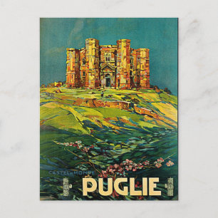 Castle del Monte Puglie Vintage Travel Art Postcard