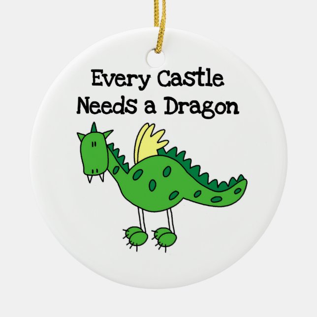 Castle Dragon Ceramic Tree Decoration (Front)