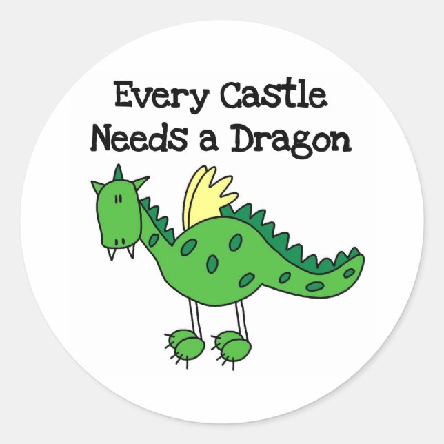 Castle Dragon Classic Round Sticker (Front)