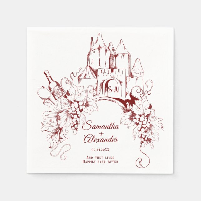 Castle Fairytale Happily Ever After Winery Wedding Napkin (Front)