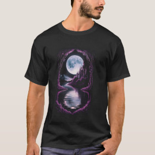 Castle Fantasy Aesthetic Moon Reflection Stars Gal T-Shirt