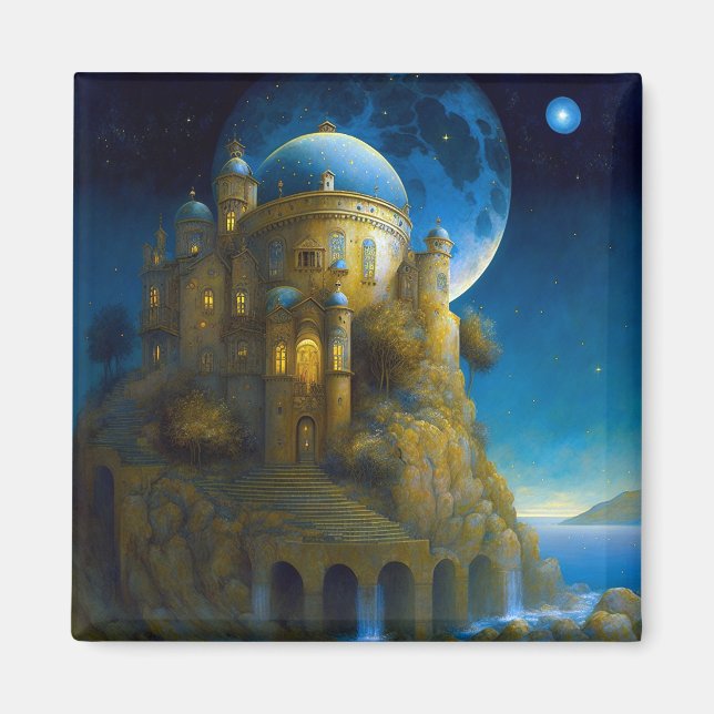 Castle Fantasy Moon Landscape Magnet (Front)