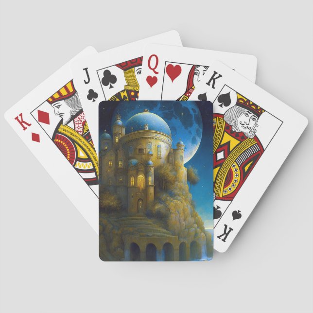 Castle Fantasy Moon Landscape Playing Cards (Back)