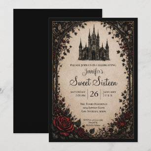 Castle Floral Gothic Sweet 16 Invitation