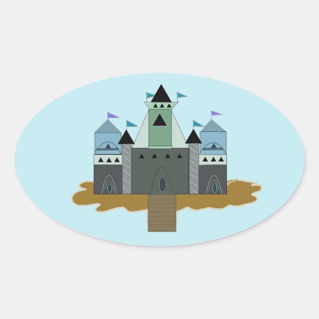 Castle Fortress Oval Sticker (Front)
