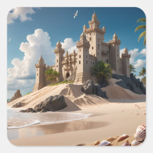 Castle from the Beach of Possibilities Square Sticker