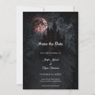 Castle Gothic wedding save the date invitation