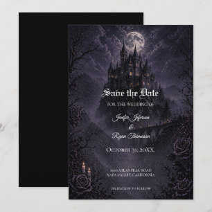 Castle Gothic wedding save the date invitation