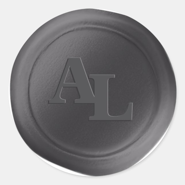 Castle Grey Wax Seal Monogram Wedding Stickers (Front)