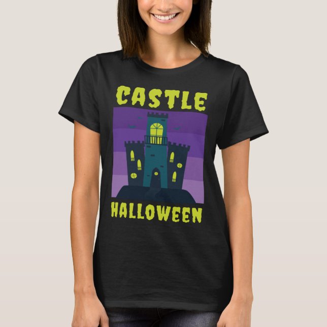 Castle Halloween Large Medieval Building Castle T-Shirt (Front)