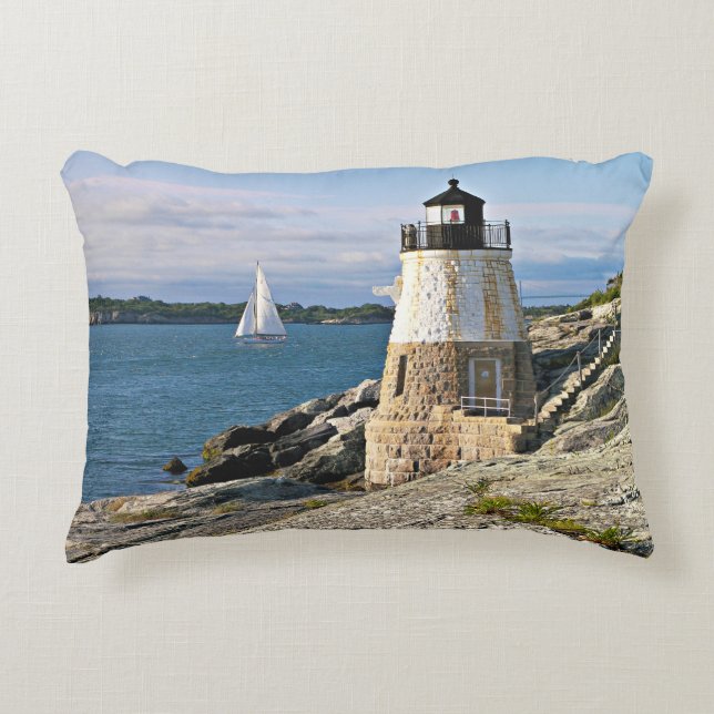 Castle Hill Lighthouse, Rhode Island Accent Pillow (Front)