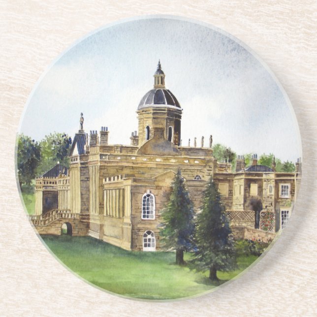 Castle Howard North Yorkshire Watercolor Painting Coaster (Front)
