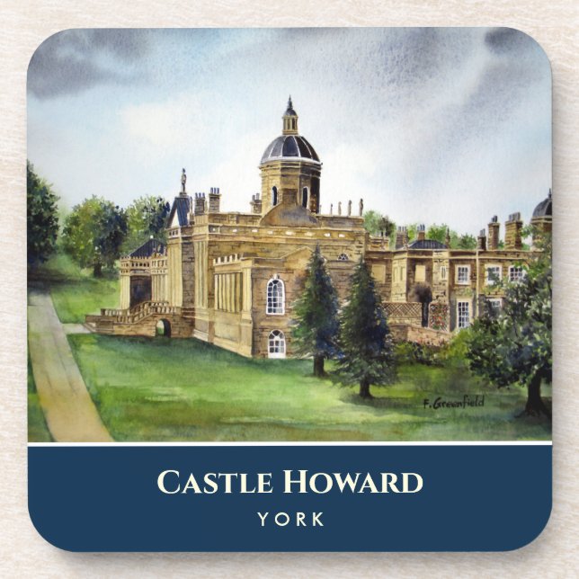 Castle Howard York England Watercolor Painting Coaster (Front)
