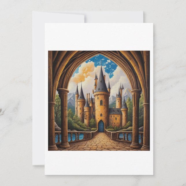 castle illustration invitation (Front)