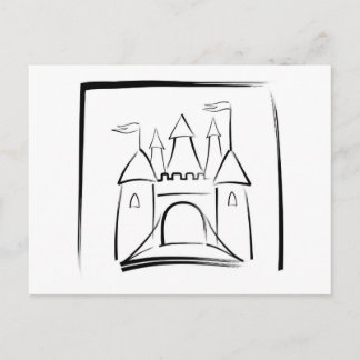 Castle Illustration with Drawbridge Postcard