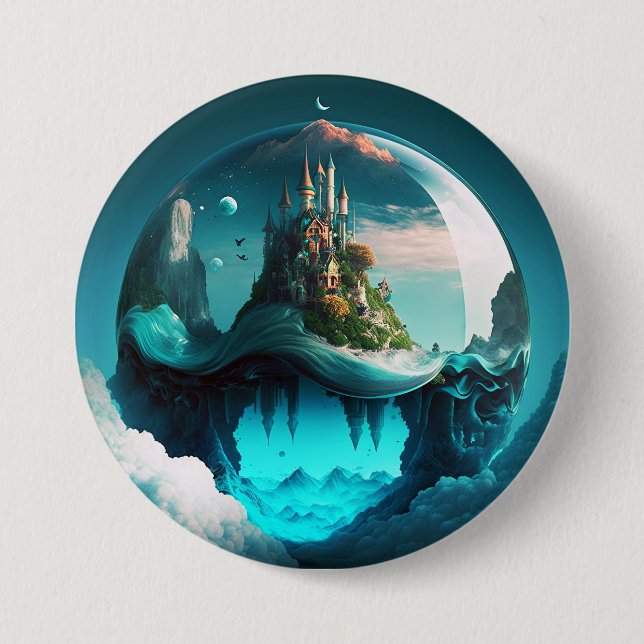 Castle In Crystal Ball 7.5 Cm Round Badge (Front)