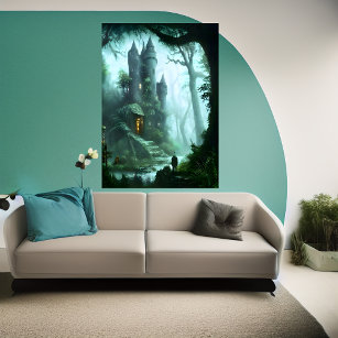 Castle in the forest   AI Art Poster