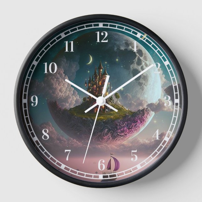 Castle In The Moon Fantasy Art Clock (Front)