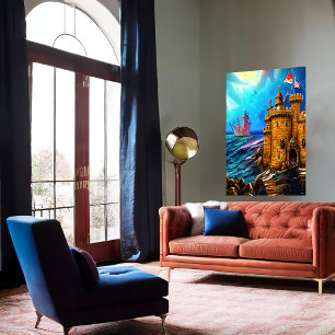 Castle in the sea   AI Art Poster