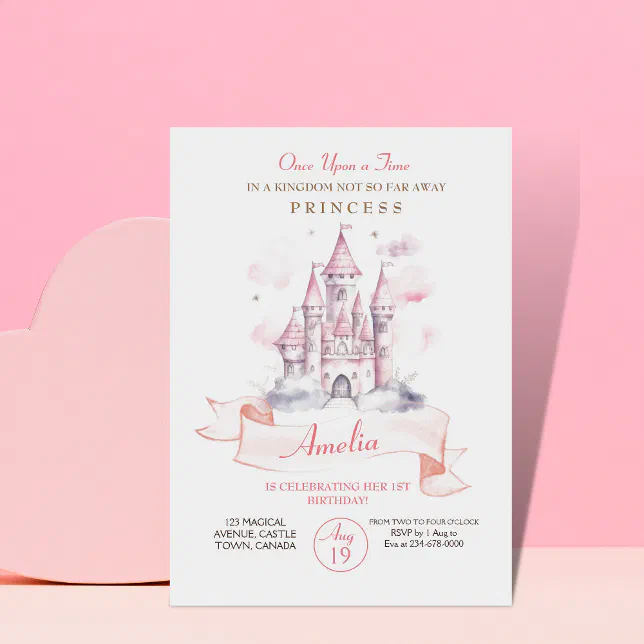 Castle Kingdom Princess 1st Birthday Party Invitation | Zazzle