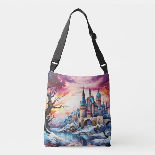 Castle Landscape Concept Abstract Colourful Scener Crossbody Bag (Front)