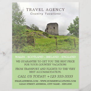 Castle Landscape, Travel Agency Advertising Flyer