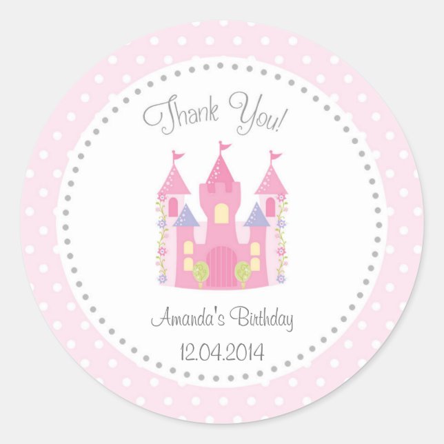 Castle Little Princess Birthday Sticker (Front)