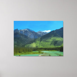 Castle Mountain and Bow River, Banff Alberta Canvas Print