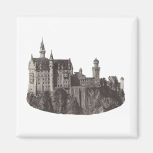 Castle Neuschwanstein Black and White Art Photo Magnet