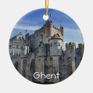 Castle of the Counts in Ghent Ceramic Tree Decoration