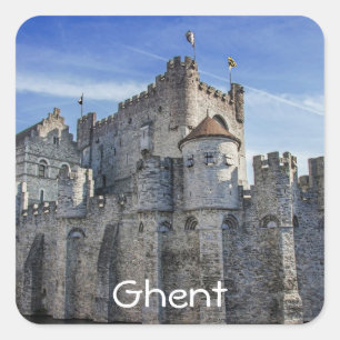 Castle of the Counts in Ghent. Square Sticker