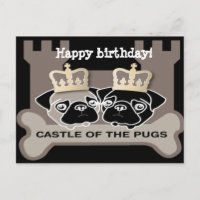 castle of the pugs briefkaart happy birthday