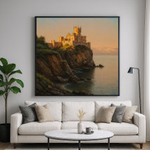 Castle on a Cliff - Pastel Painting Style Seascape