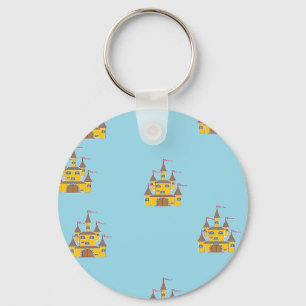 castle on blue key ring