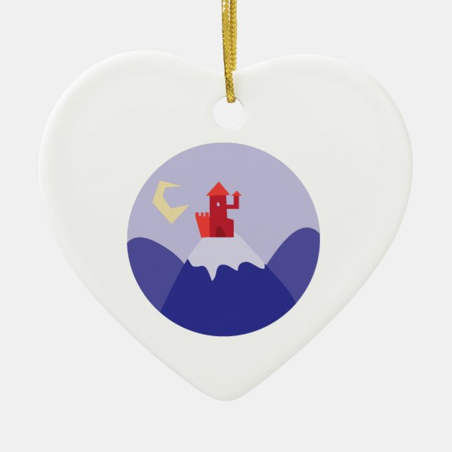 Castle On Hill Ceramic Tree Decoration (Front)