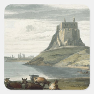 Castle on Holy Island, Northumberland, from 'A Voy Square Sticker